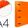 Classeur liderpapel 4 anneaux en d 25mm a4 polypropylene feuillets mobiles 100f 5x5mm coloris orange fluo