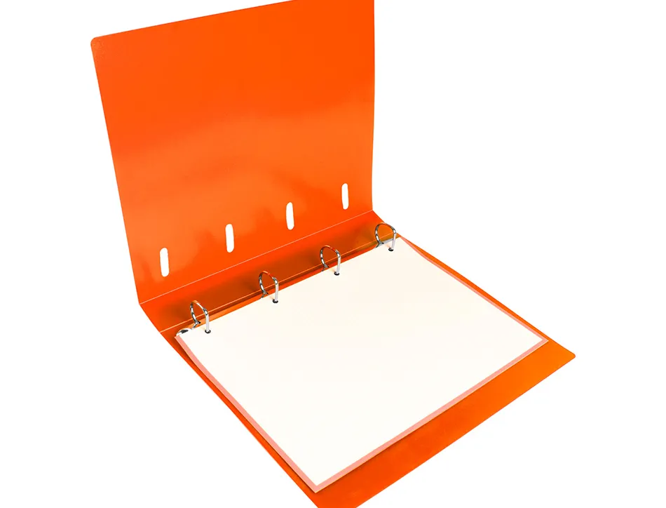 Classeur liderpapel 4 anneaux en d 25mm a4 polypropylene feuillets mobiles 100f 5x5mm coloris orange fluo