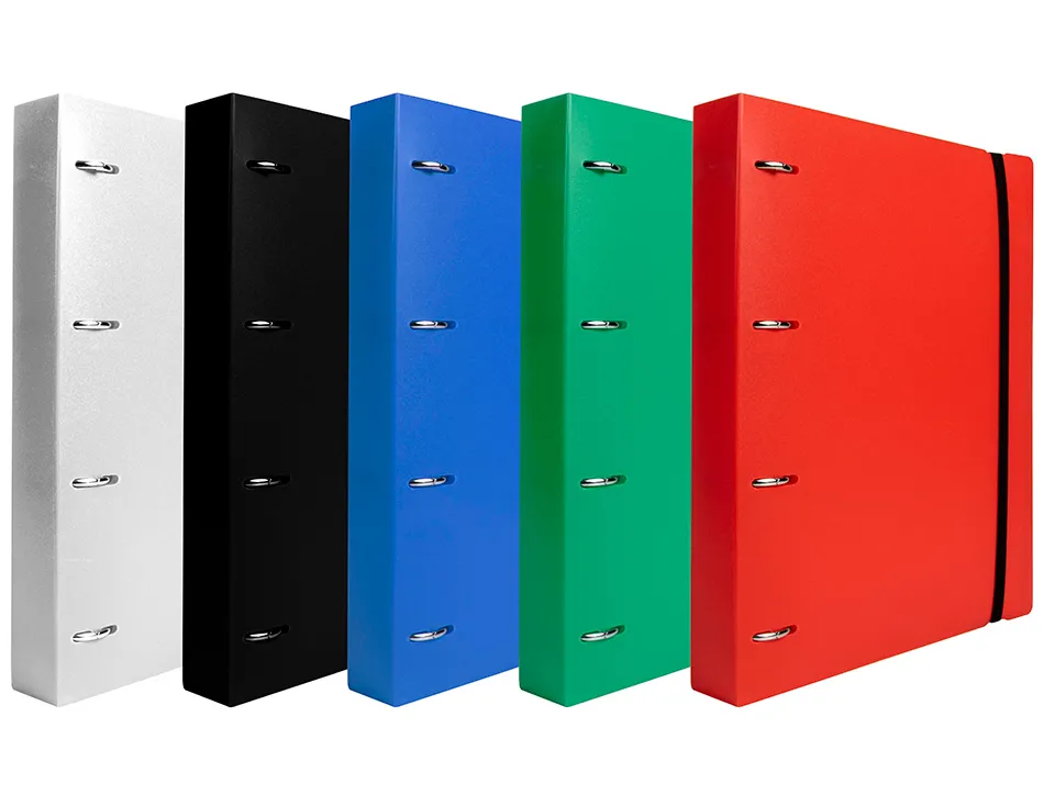 Classeur liderpapel 4 anneaux en d 25mm a4 polypropylene feuillets mobiles 100f 5x5mm coloris orange fluo