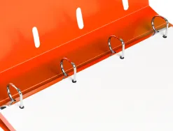 Classeur liderpapel 4 anneaux en d 25mm a4 polypropylene feuillets mobiles 100f 5x5mm coloris orange fluo