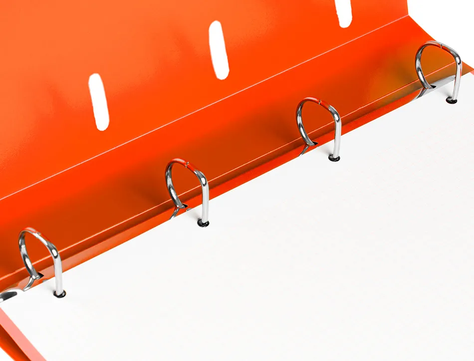 Classeur liderpapel 4 anneaux en d 25mm a4 polypropylene feuillets mobiles 100f 5x5mm coloris orange fluo