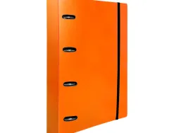 Classeur liderpapel 4 anneaux en d 25mm a4 polypropylene feuillets mobiles 100f 5x5mm coloris orange fluo