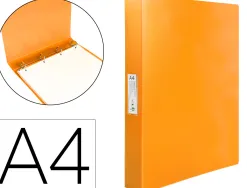 Classeur liderpapel 4 anneaux 25mm a4 260x315mm polypropylene dos 40mm porte-cartes visite coloris orange