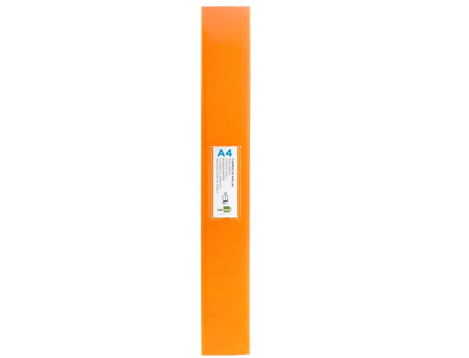 Classeur liderpapel 4 anneaux 25mm a4 260x315mm polypropylene dos 40mm porte-cartes visite coloris orange