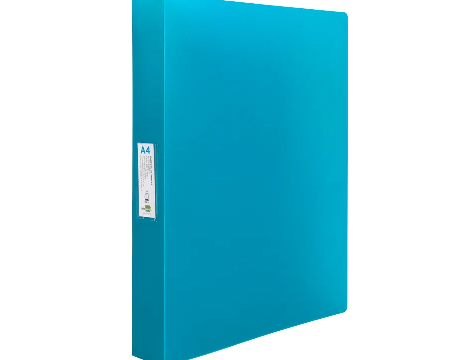 Classeur liderpapel 4 anneaux 25mm a4 260x315mm polypropylene dos 40mm porte-cartes visite coloris bleu