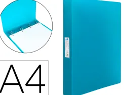 Classeur liderpapel 4 anneaux 25mm a4 260x315mm polypropylene dos 40mm porte-cartes visite coloris bleu