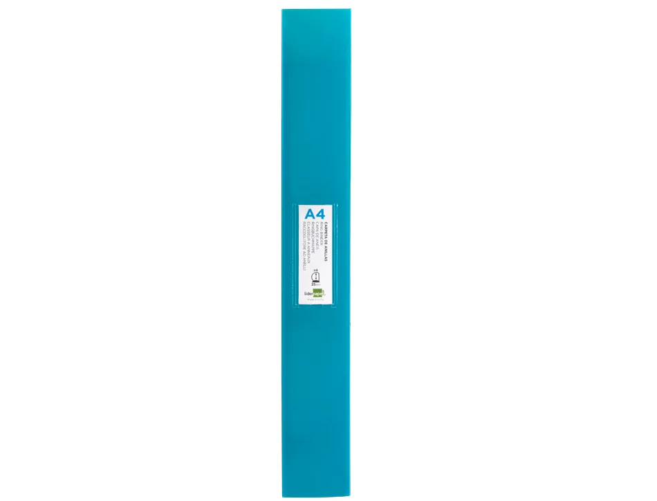 Classeur liderpapel 4 anneaux 25mm a4 260x315mm polypropylene dos 40mm porte-cartes visite coloris bleu
