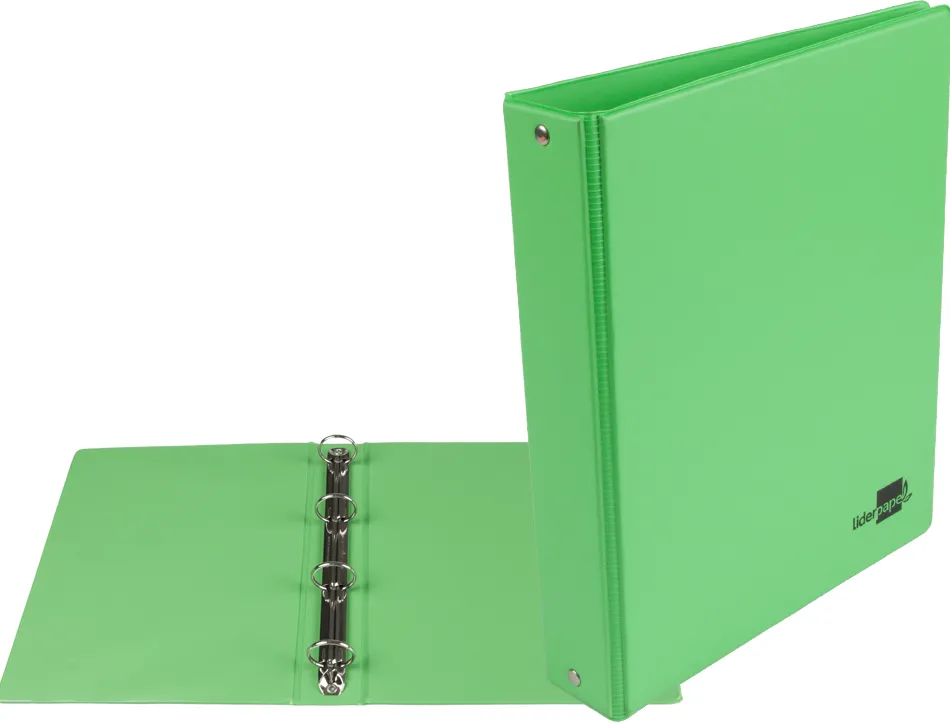 Classeur liderpapel 4 anneaux ronds 25mm a5 carton rembordé pvc coloris vert pistache