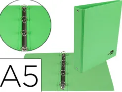Classeur liderpapel 4 anneaux ronds 25mm a5 carton rembordé pvc coloris vert pistache