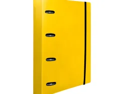 Classeur liderpapel 4 anneaux en d 25mm a4 polypropylene feuillets mobiles 100f 5x5mm coloris jaune fluo