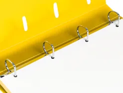 Classeur liderpapel 4 anneaux en d 25mm a4 polypropylene feuillets mobiles 100f 5x5mm coloris jaune fluo