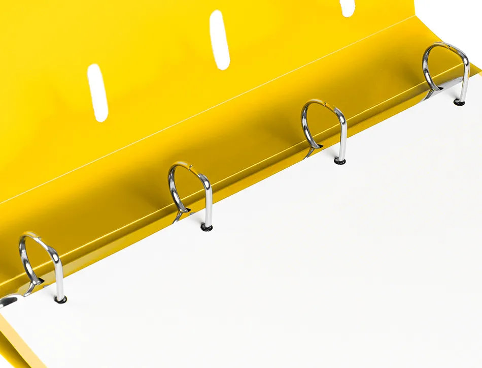 Classeur liderpapel 4 anneaux en d 25mm a4 polypropylene feuillets mobiles 100f 5x5mm coloris jaune fluo