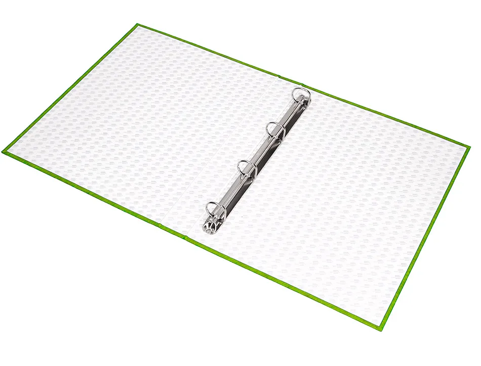 Classeur liderpapel 4 anneaux ronds 25mm a4+ carton rembordé paper coat coloris vert clair