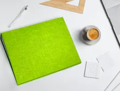 Classeur liderpapel 4 anneaux ronds 25mm a4+ carton rembordé paper coat coloris vert clair
