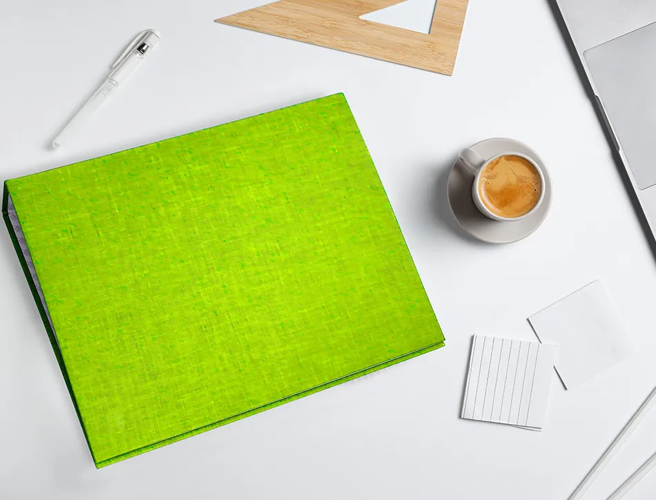 Classeur liderpapel 4 anneaux ronds 25mm a4+ carton rembordé paper coat coloris vert clair