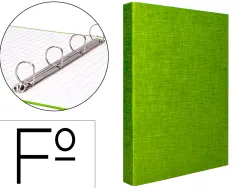 Classeur liderpapel 4 anneaux ronds 25mm a4+ carton rembordé paper coat coloris vert clair