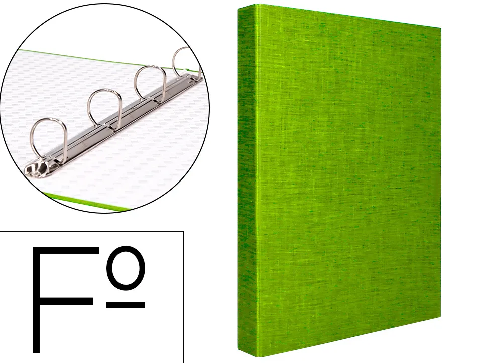Classeur liderpapel 4 anneaux ronds 25mm a4+ carton rembordé paper coat coloris vert clair