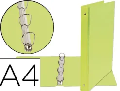 Classeur liderpapel 4 anneaux ronds 25mm a4 carton rembordé pvc coloris vert pistache
