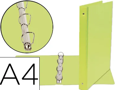 Classeur liderpapel 4 anneaux ronds 25mm a4 carton rembordé pvc coloris vert pistache