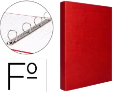 Classeur liderpapel 4 anneaux ronds 25mm a4+ carton rembordé paper coat coloris rouge