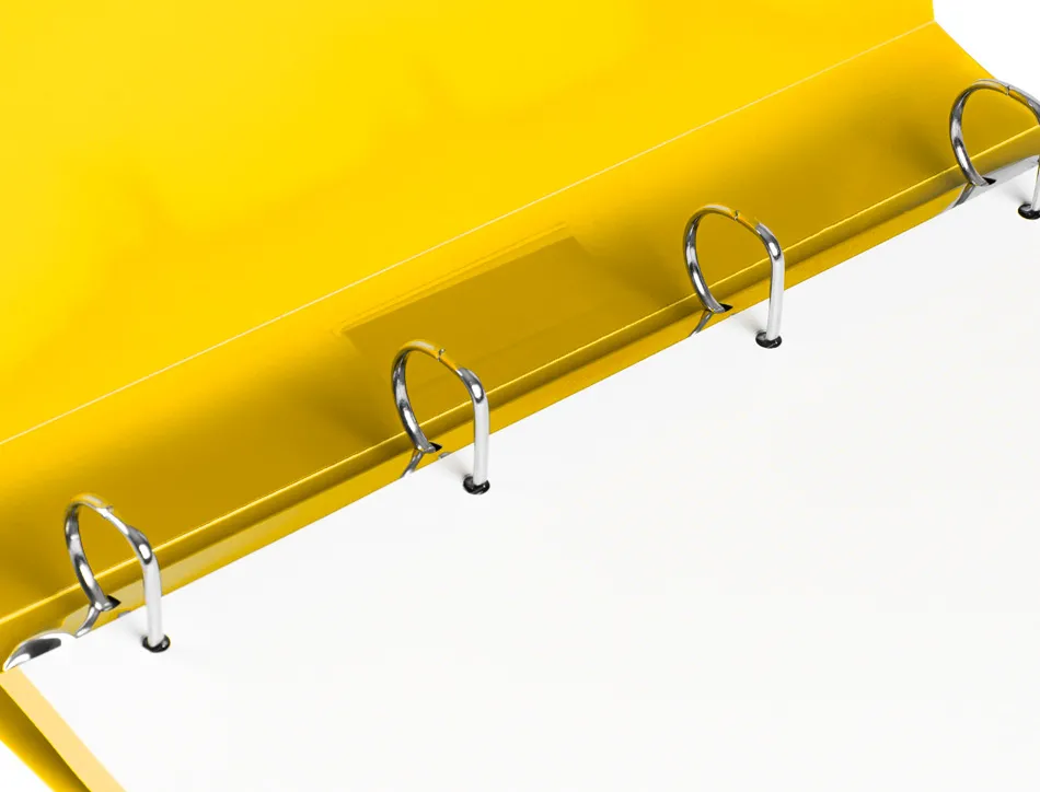 Classeur liderpapel 4 anneaux 25mm a4 260x315mm polypropylene dos 40mm porte-cartes visite coloris jaune