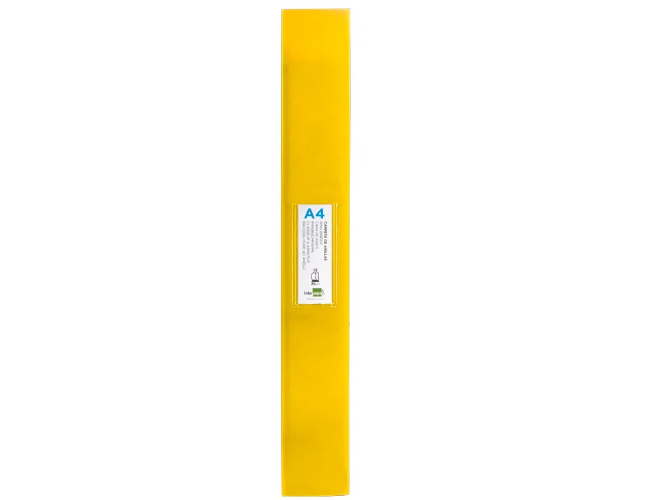 Classeur liderpapel 4 anneaux 25mm a4 260x315mm polypropylene dos 40mm porte-cartes visite coloris jaune