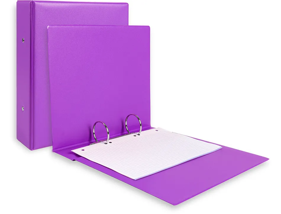 Classeur liderpapel 2 anneaux ronds 40mm a5 carton rembordé pvc coloris violet