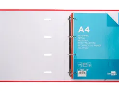 Classeur liderpapel série multilider 4 anneaux ronds 40mm a4 carton rembordé feuillets mobiles quadrillage 5mm 120f 80g