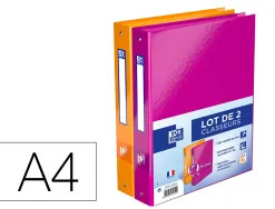 Classeur oxford bicolor recycl+ a4 4 anneaux dos de 40mm 280x320mm coloris assortis