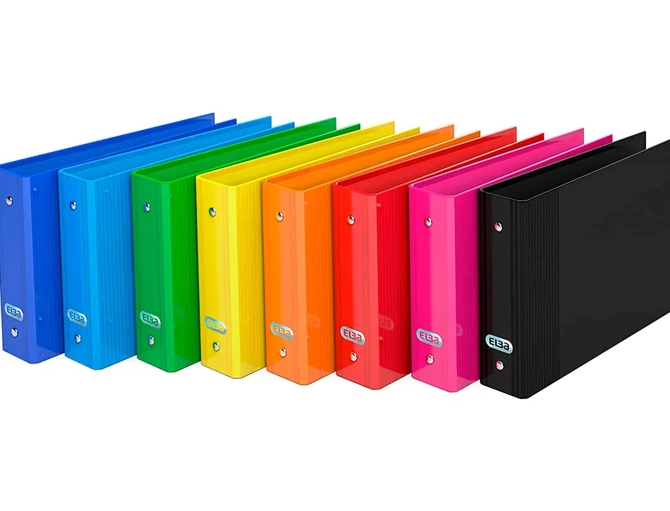 Classeur oxford color life 2 anneaux 25mm carte pelliculée a5 245x165mm 8 coloris assortis