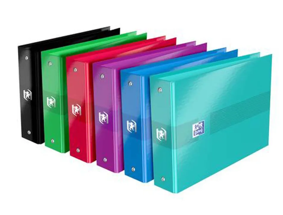 Classeur oxford color life 2 anneaux 25mm carte pelliculée a5 245x165mm 8 coloris assortis