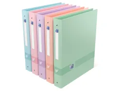 Classeur oxford color life a4+ dos 40mm 4 anneaux ronds coloris pastel assortis