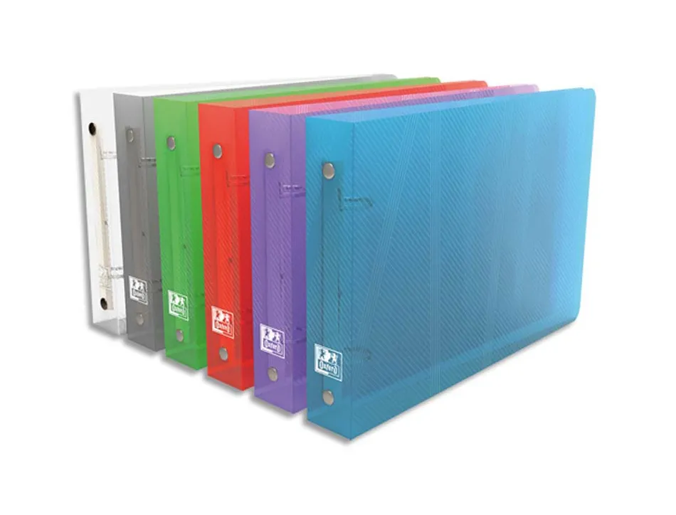 Classeur oxford hawaï 2 anneaux ronds 25mm a5 à l'italienne 240x160mm polypropylène 7/10e dos 30mm coloris assortis