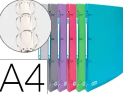 Classeur oxford hawaï 4 anneaux ronds 15mm polypropylène supérieur 10/10e 310x245mm dos 20mm étiquette dos incolore