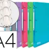 Classeur oxford hawaï 4 anneaux ronds 30mm polypropylène supérieur 5/10e 310x245mm dos 40mm étiquette dos incolore