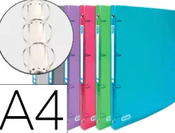 Classeur oxford hawaï 4 anneaux ronds 30mm polypropylène supérieur 5/10e 310x245mm dos 40mm étiquette dos incolore