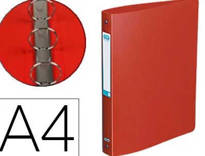 Classeur oxford memphis 4 anneaux ronds 30mm polypropylène 10/10e dos 40mm étiquette dos coloris rouge