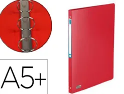 Classeur oxford memphis 4 anneaux ronds 15mm polypropylène 5/10e toucher satiné dos 20mm étiquette dos coloris rouge