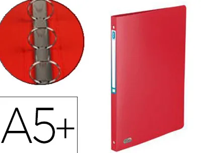 Classeur oxford memphis 4 anneaux ronds 15mm polypropylène 5/10e toucher satiné dos 20mm étiquette dos coloris rouge