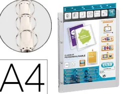 Classeur personnalisable oxford polyvision 4 anneaux 20mm polypropylène dos 30mm 150f pochette cristal incolore