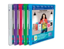 Classeur personnalisable oxford polyvision 4 anneaux 5mm polypropylène dos 20mm 60f pochette coloris translucides