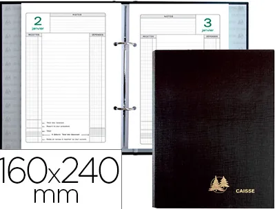 Classeur pour agenda de caisseperpetuel 160x240mm exacompta 2 anneaux coloris noir reliure pour feuillets mobiles