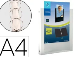 Classeur viquel 4 anneaux ronds 20mm a4+ 265x330mm polypropylène personnalisable dos 30mm coloris blanc