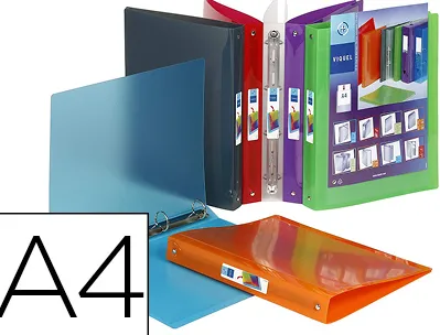 Classeur viquel 4 anneaux propyglass polypropylène 7/10e a4 dos 35mm personnalisable incolore