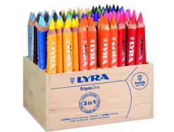 Classpack crayons couleurs triple one lyra corps triangulaire 12cm mine 6mm 96 unites coloris assortis