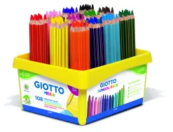 Classpack crayons de couleur mega giotto forme hexagonale bois 18cm mine 5mm 108 unites coloris assortis