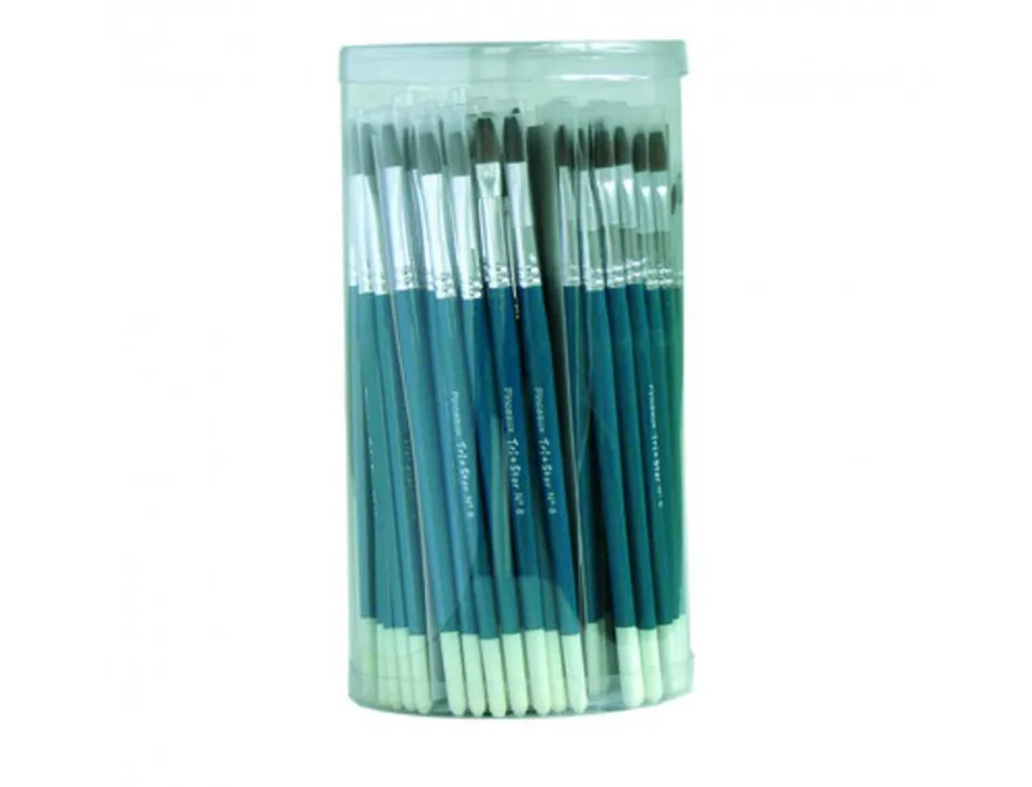 Classpack pinceaux et brosses poils de poney manches en bois et virole en alu 144 pieces assorties
