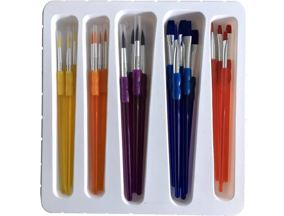 Classpack pinceaux synthetiques manche plastique soft grip caoutchouc lot de 31 pieces assorties