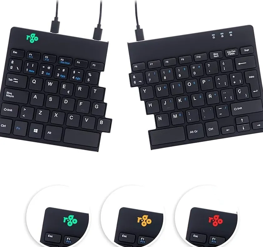 Clavier ergonomique r-go split break filaire coloris noir
