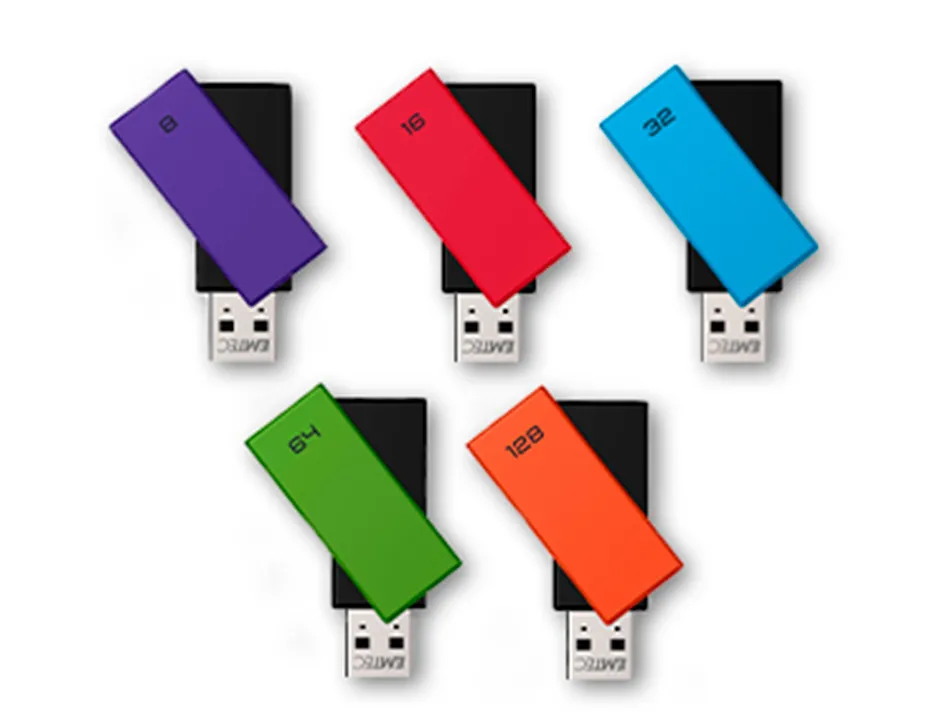 Cle usb emtec 2.0 c350 brick pivotante 128gb vitesse lecture 15mbs ecriture mb/s coloris orange